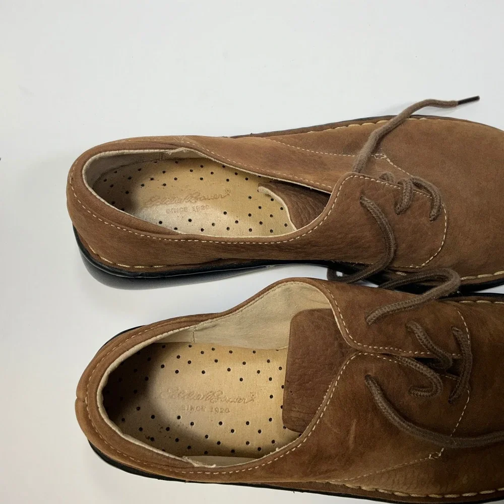 Eddie Bauer Mens Leather Lace Up Comfort‎ Casual Dress Shoes Brown Size 7.5M